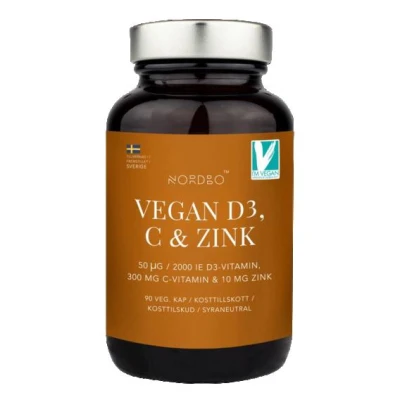 Nordbo Vegan D3, C Zinek 90 kapslí Nordbo Vegan D3, C Zinek 90 kapslí