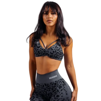 Nebbia Medium support sportovní podprsenka s leopardím vzorem PRIMAL 854