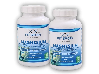 FitSport Nutrition 2x Magnesium Malate + Vitamin B6 120 vege caps - Energy Magnesium - Hořčík Malát FitSport Nutrition 2x Magnesium Malate + Vitamin B6 120 vege caps - Energy Magnesium - Hořčík Malát