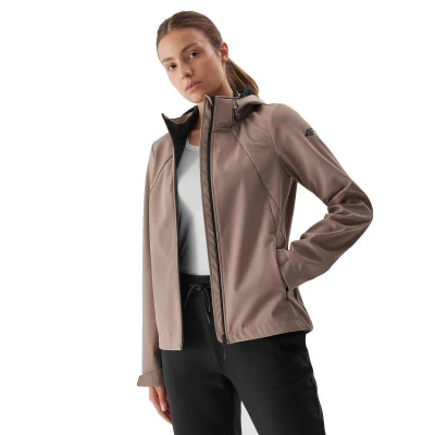 4f dámská bunda SOFTSHELL JACKET-AW23TSOFF152-82S-LIGHT BROWN