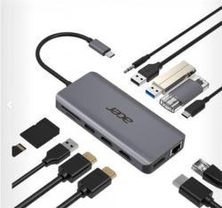 ACER 12v1 docking station/dongle USB-C: 2×USB3.2, 2×USB2.0, čtečka 1×SD/TF 2×HDMI,1×PowerDelivery,1×DP,1×RJ45,1×3.5 Audio ACER 12v1 docking station/dongle USB-C: 2×USB3.2, 2×USB2.0, čtečka 1×SD/TF 2×HDMI,1×PowerDelivery,1×DP,1×RJ45,1×3.5 Audio