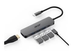 Acer 5IN1 Mini Dock statioType- C dongle, 1x HDMI (až 3840x2160@60hz), 3x USB 3.0 5Gbps ports, 1x Type-C up to 100W PD port (host) Acer 5IN1 Mini Dock statioType- C dongle, 1x HDMI (až 3840x2160@60hz), 3x USB 3.0 5Gbps ports, 1x Type-C up to 100W PD port (host)