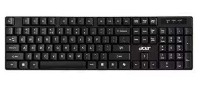 Acer Wireless klávesnice 2,4GHz RF, AKR110, dosah až 10 m, membránové klávesy, životnost až 5 mil. úhozů, voděodolná Acer Wireless klávesnice 2,4GHz RF, AKR110, dosah až 10 m, membránové klávesy, životnost až 5 mil. úhozů, voděodolná