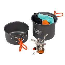 Acra C23 camping set nádobí včetně plynového vařiče pro 1-2 osoby Acra C23 camping set nádobí včetně plynového vařiče pro 1-2 osoby