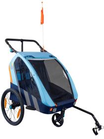 Bellelli Detský kombinovaný vozík za bicykel + kočík pre 2 deti modrý