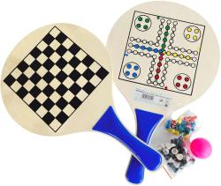 Acra DŘEVO Soubor her Plážový soft tenis / Šachy / Dáma / Člověče, nezlob se! 4v1