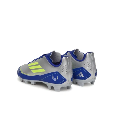 Adidas F50 Club Messi Jr FG silver metallic/solar yellow/lucid blue chlapecké fotbalové kopačky