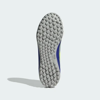 Adidas F50 Club Messi Jr TF silver metallic/solar yellow/lucid blue chlapecké fotbalové kopačky turfy