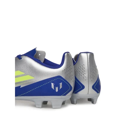 Adidas F50 Club Messi K FG silver metallic/solar yellow/lucid blue chlapecké fotbalové kopačky