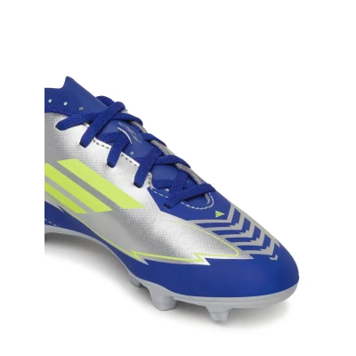 Adidas F50 Club Messi K FG silver metallic/solar yellow/lucid blue chlapecké fotbalové kopačky