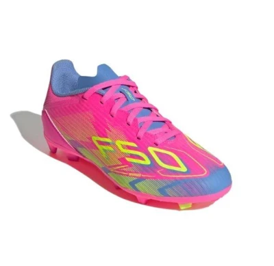 Adidas F50 League Jr FG/MG lucid pink/lucid lemon/blue fusion chlapecké fotbalové kopačky