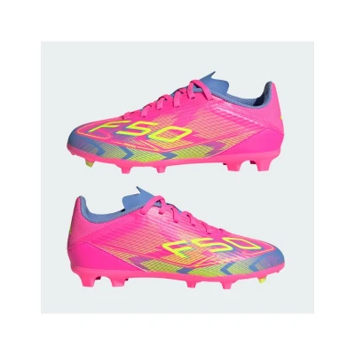 Adidas F50 League Jr FG/MG lucid pink/lucid lemon/blue fusion chlapecké fotbalové kopačky