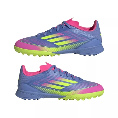 Adidas F50 League Jr TF blue fusion/lucid lemon/lucid pink chlapecké fotbalové kopačky