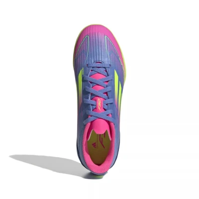 Adidas F50 League Jr TF blue fusion/lucid lemon/lucid pink chlapecké fotbalové kopačky