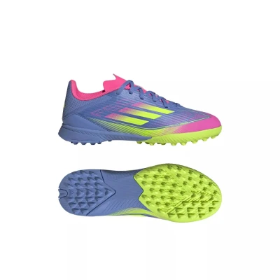 Adidas F50 League Jr TF blue fusion/lucid lemon/lucid pink chlapecké fotbalové kopačky