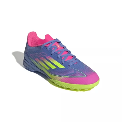 Adidas F50 League Jr TF blue fusion/lucid lemon/lucid pink chlapecké fotbalové kopačky