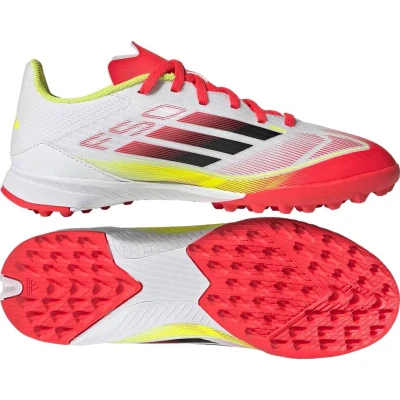 Adidas F50 League Jr TF cloud white/core black/solar yellow chlapecké fotbalové kopačky turfy