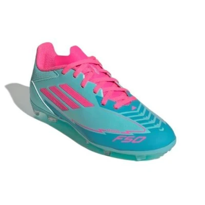 Adidas F50 League Messi Jr FG/MG flash aqua/lucid pink/lucid cyan chlapecké fotbalové kopačky