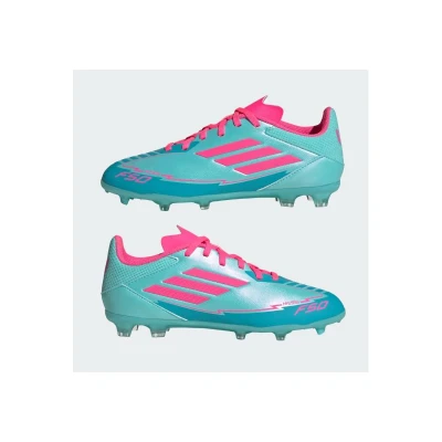 Adidas F50 League Messi Jr FG/MG flash aqua/lucid pink/lucid cyan chlapecké fotbalové kopačky
