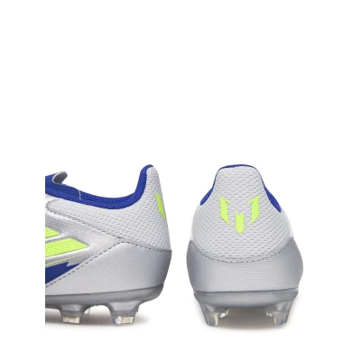 Adidas F50 League Messi Jr FG/MG silver metallic/solar yellow/lucid blue chlapecké fotbalové kopačky
