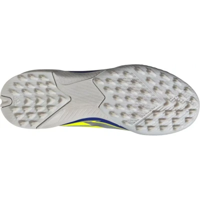Adidas F50 League Messi Jr TF silver metallic/solar yellow/lucid blue chlapecké fotbalové kopačky turfy