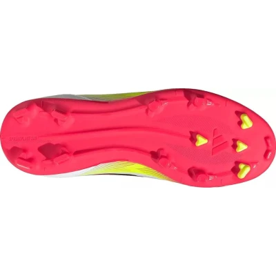 Adidas F50 League Mid Jr FG/MG cloud white/core black/solar yellow chlapecké fotbalové kopačky