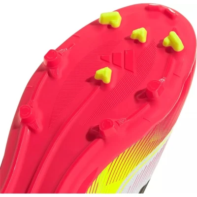 Adidas F50 League Mid Jr FG/MG cloud white/core black/solar yellow chlapecké fotbalové kopačky