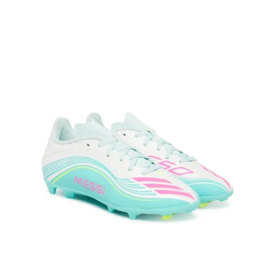 Adidas F50 Messi Club Jr FG/MG cloud white/lucid pink/flash aqua chlapecké fotbalové kopačky