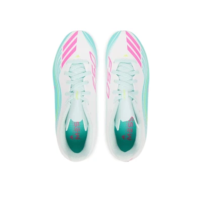 Adidas F50 Messi Club Jr FG/MG cloud white/lucid pink/flash aqua chlapecké fotbalové kopačky
