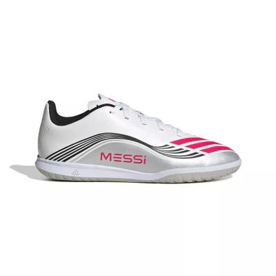 Adidas F50 Messi Club Jr IC cloud white/lucid red/silver metallic chlapecké fotbalové kopačky