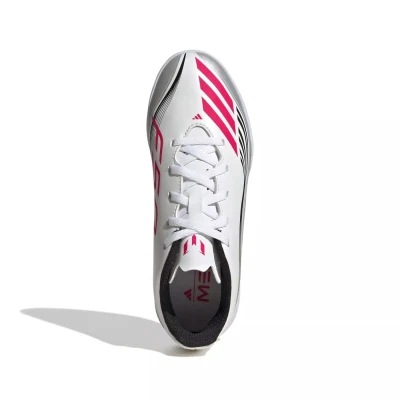 Adidas F50 Messi Club Jr IC cloud white/lucid red/silver metallic chlapecké fotbalové kopačky