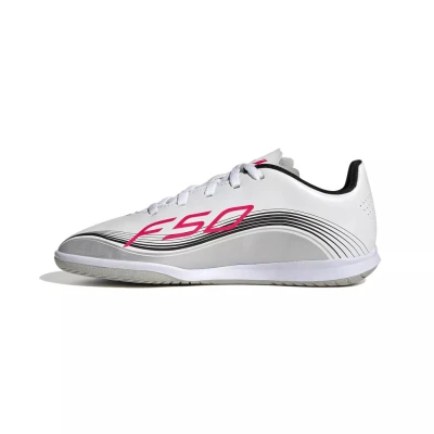 Adidas F50 Messi Club Jr IC cloud white/lucid red/silver metallic chlapecké fotbalové kopačky