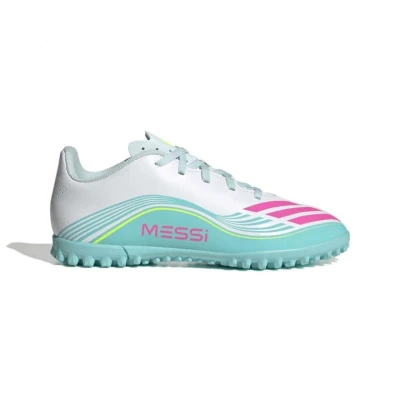 Adidas F50 Messi Club Jr TF cloud white/lucid pink/flash aqua chlapecké fotbalové kopačky turfy