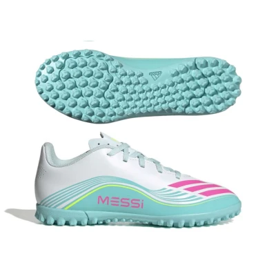 Adidas F50 Messi Club Jr TF cloud white/lucid pink/flash aqua chlapecké fotbalové kopačky turfy