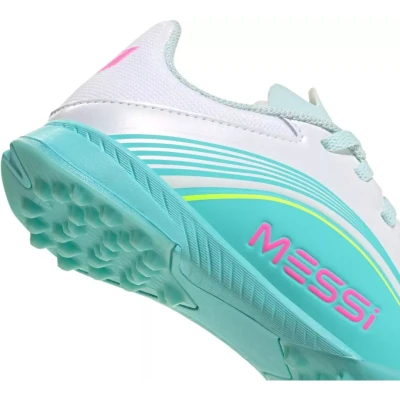 Adidas F50 Messi Club Jr TF cloud white/lucid pink/flash aqua chlapecké fotbalové kopačky turfy