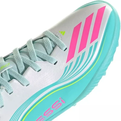 Adidas F50 Messi Club Jr TF cloud white/lucid pink/flash aqua chlapecké fotbalové kopačky turfy
