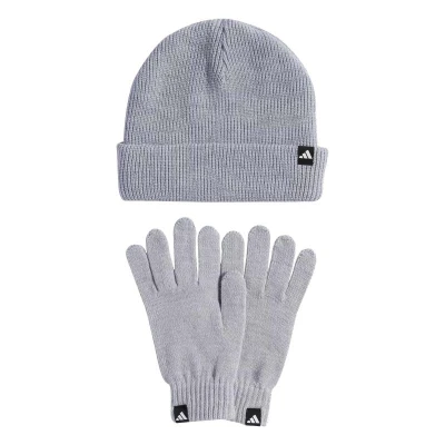 Adidas Glove + Beanie 2 Pcs. Set light grey heather/white dámská zimní čepice