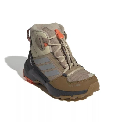 Adidas Terrex AX4R ClimaWarm+ Jr cardboard/matte silver/semi impact orange chlapecké kotníkové zimní boty