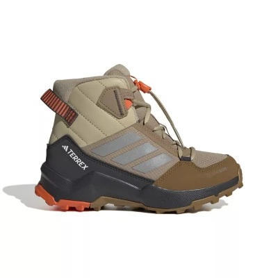 Adidas Terrex AX4R ClimaWarm+ Jr cardboard/matte silver/semi impact orange chlapecké kotníkové zimní boty