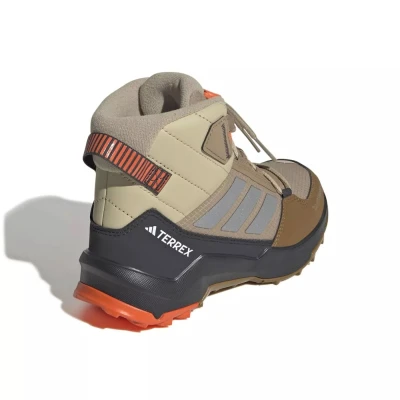 Adidas Terrex AX4R ClimaWarm+ Jr cardboard/matte silver/semi impact orange chlapecké kotníkové zimní boty