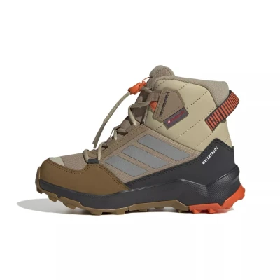 Adidas Terrex AX4R ClimaWarm+ Jr cardboard/matte silver/semi impact orange chlapecké kotníkové zimní boty
