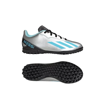 Adidas X CRAZYFAST MESSI 4 SILVMT/BLIBLU/CBLACK_IE4068_tf juniorské fotbalové kopačky