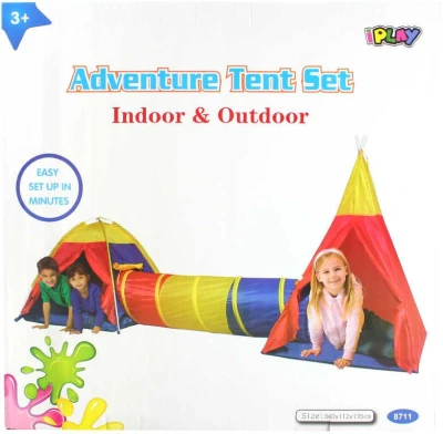 Adventure tent set 2 detské stany s preliezacím tunelom 340x112x135cm