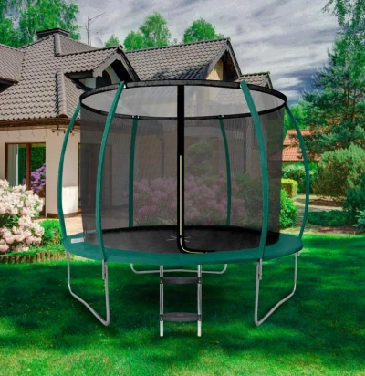 Aga SPORT EXCLUSIVE Trampolína 250 cm Tmavozelená + ochranná sieť + rebrík