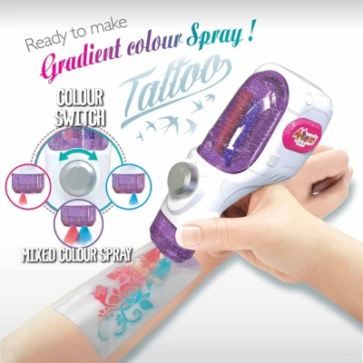 Airbrush tetovací studio kreativní set pistole se šablonami a samolepkami