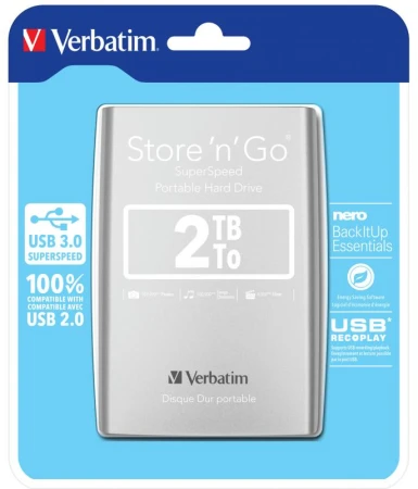Verbatim Storen Go 2,5" 2TB USB 3.0 stříbrný Verbatim Storen Go 2,5" 2TB USB 3.0 stříbrný