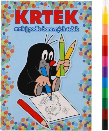 Akim Maluj podle barevných teček Krtek (Krteček) omalovánky s voskovkami Akim Maluj podle barevných teček Krtek (Krteček) omalovánky s voskovkami
