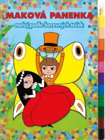 Akim Maluj podle barevných teček Maková panenka omalovánky s voskovkami