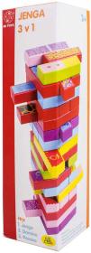 Albi HRA DŘEVO Věž Jenga 3v1 pexeso a domino (dřevěná hračka)