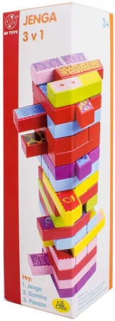 Albi HRA DŘEVO Věž Jenga 3v1 pexeso a domino (dřevěná hračka)